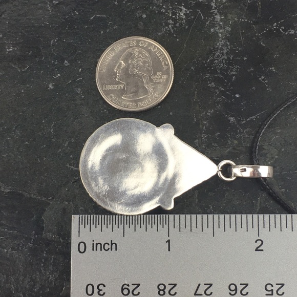 New Floral Dichroic Glass Acrylic Silver Overlay Pendant w Cord - Picture 7 of 8